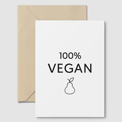 100 Percent Vegan Text Pear Icon White