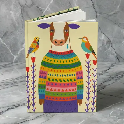 Go Vegan Cow Colorful Sweater Folk Art