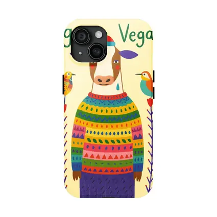 Go Vegan Cow Colorful Sweater Folk Art