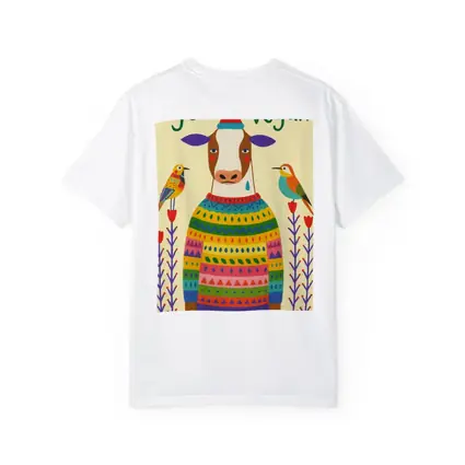 Go Vegan Cow Colorful Sweater Folk Art