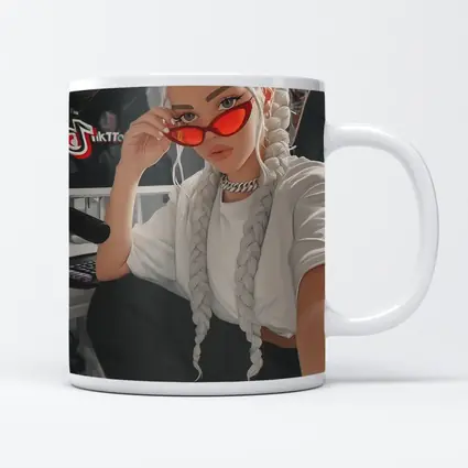 Anime Girl White Braids Red Sunglasses
