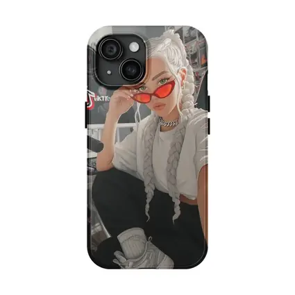 Anime Girl White Braids Red Sunglasses