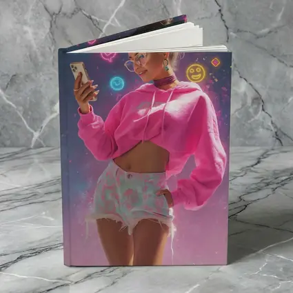 Trendy Girl Neon Social Media Digital Art