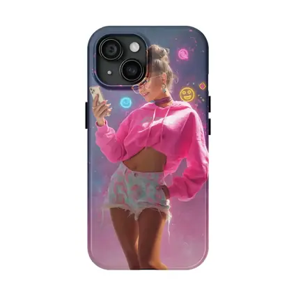 Trendy Girl Neon Social Media Digital Art