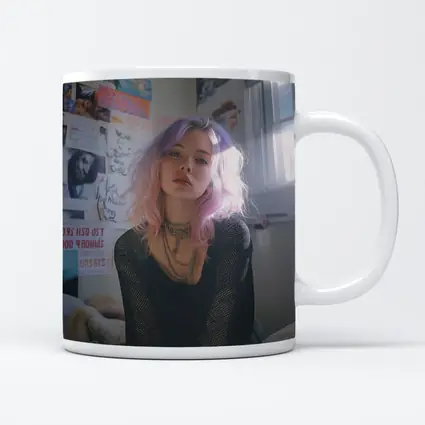 Pink Purple Hair Girl Bedroom Wall Posters