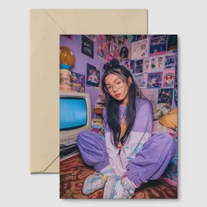 Y2K Aesthetic Girl Retro Bedroom Purple