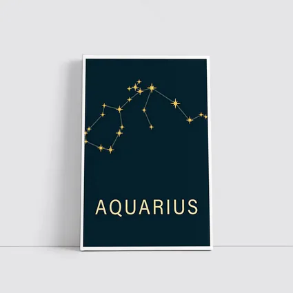 Aquarius Constellation Gold Stars Dark Blue