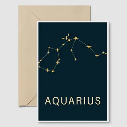 Aquarius Constellation Gold Stars Dark Blue