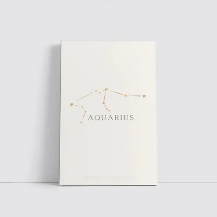 Aquarius Constellation Gold Stars Beige Background