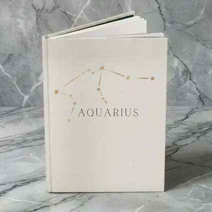 Aquarius Constellation Gold Stars Beige Background