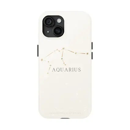 Aquarius Constellation Gold Stars Beige Background