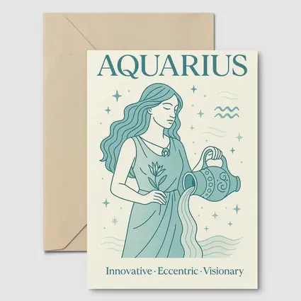 Aquarius Zodiac Woman Pouring Water Illustration