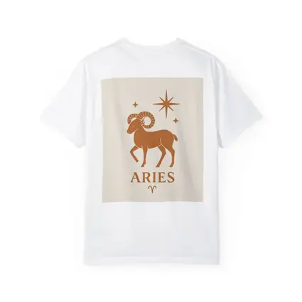 Aries Zodiac Ram Star Boho Beige Art