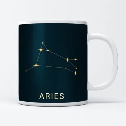 Aries Constellation Gold Stars Dark Background
