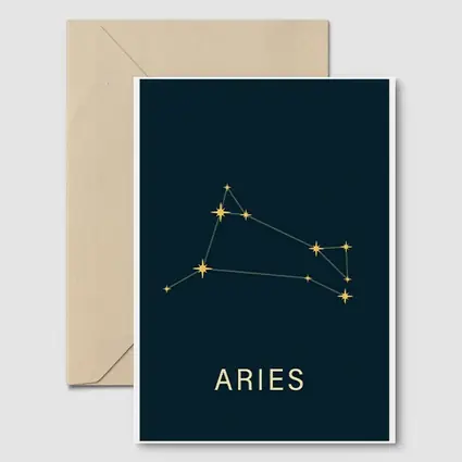 Aries Constellation Gold Stars Dark Background