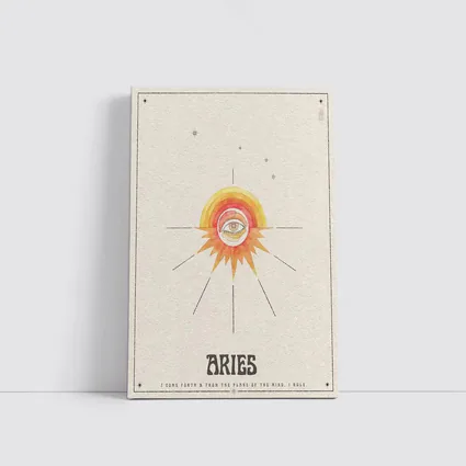 Aries Zodiac Eye Sun Retro Art