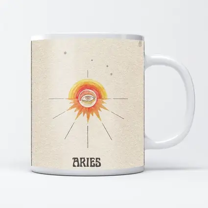 Aries Zodiac Eye Sun Retro Art