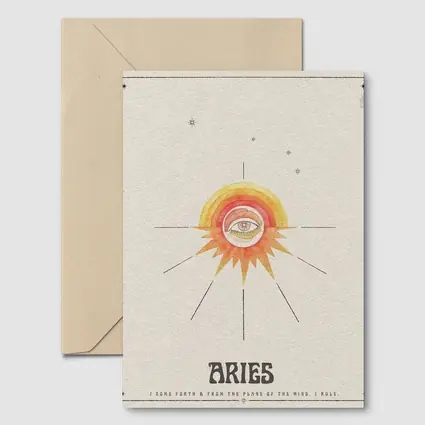 Aries Zodiac Eye Sun Retro Art