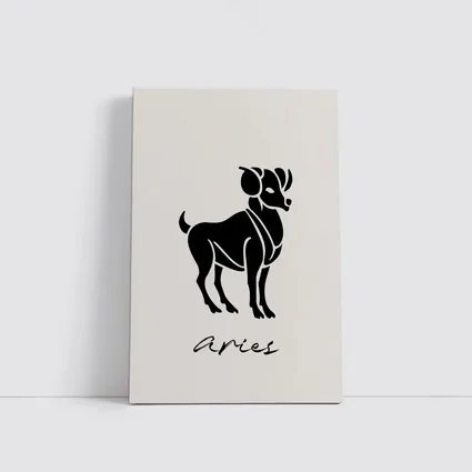 Aries Ram Zodiac Sign Beige Minimal Art