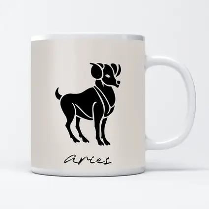 Aries Ram Zodiac Sign Beige Minimal Art