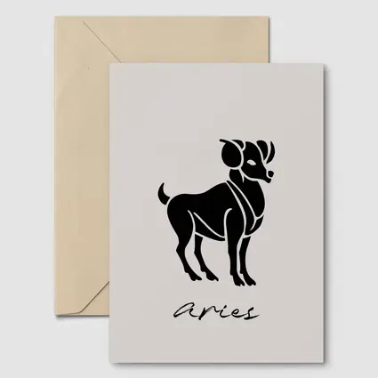 Aries Ram Zodiac Sign Beige Minimal Art