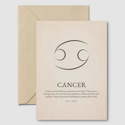Cancer Zodiac Sign Minimalist Beige Art