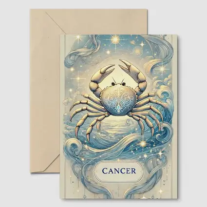 Cancer Zodiac Crab Celestial Blue Illustration