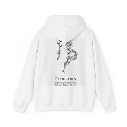 Capricorn Zodiac Floral Botanical Black White