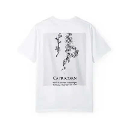 Capricorn Zodiac Floral Botanical Black White