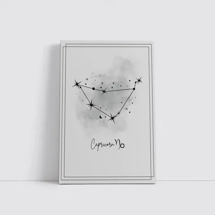 Capricorn Constellation Star Map Gray Art