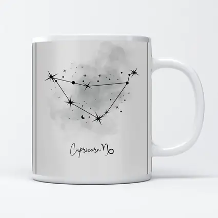 Capricorn Constellation Star Map Gray Art