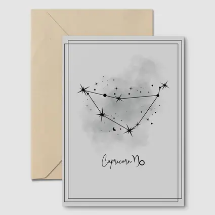 Capricorn Constellation Star Map Gray Art