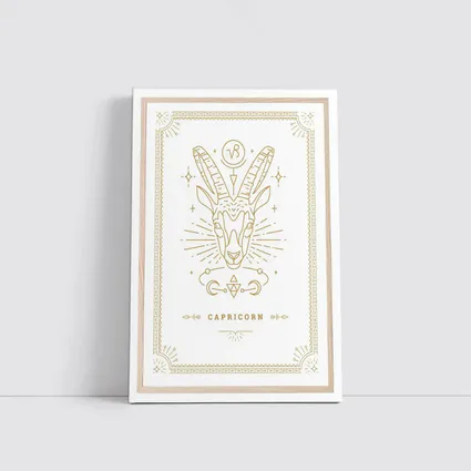 Capricorn Zodiac Sign Gold Line Art