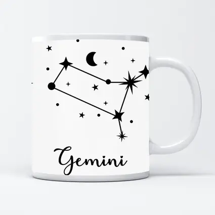 Gemini Constellation Stars Moon Black White