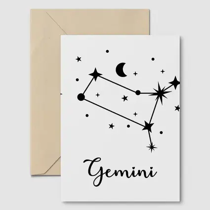 Gemini Constellation Stars Moon Black White