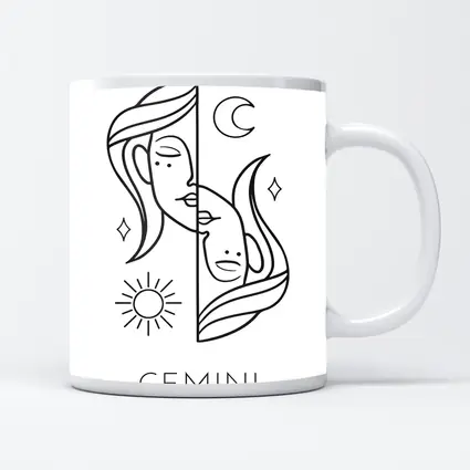 Gemini Zodiac Sign Line Art White