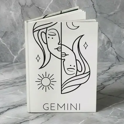 Gemini Zodiac Sign Line Art White