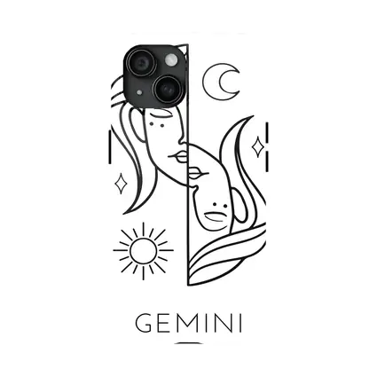 Gemini Zodiac Sign Line Art White