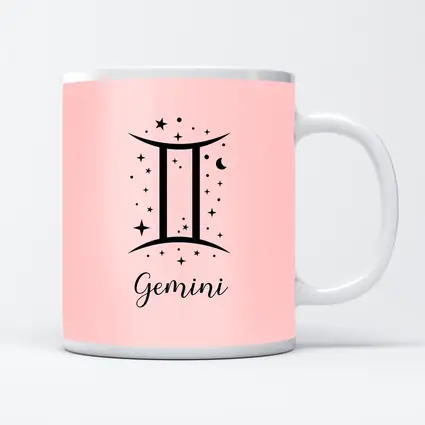 Gemini Zodiac Sign Black Pink Background