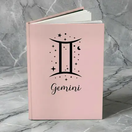 Gemini Zodiac Sign Black Pink Background