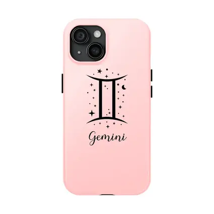 Gemini Zodiac Sign Black Pink Background