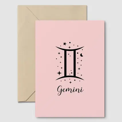Gemini Zodiac Sign Black Pink Background