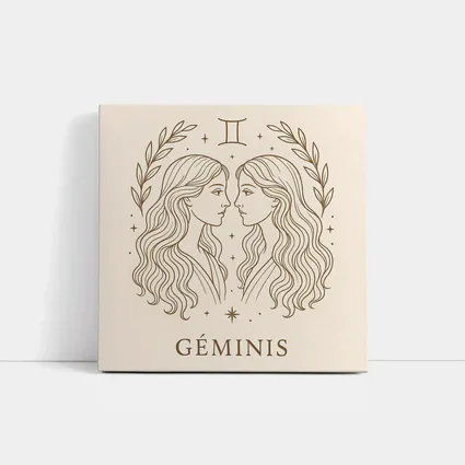 Gemini Zodiac Sign Line Art Beige