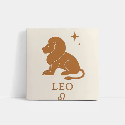 Leo Zodiac Sign Lion Celestial Beige Art