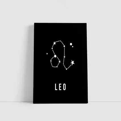 Leo Constellation Star Map Black Background