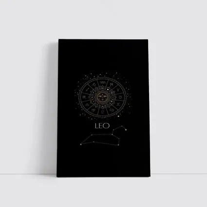 Leo Zodiac Wheel Constellation Black Background