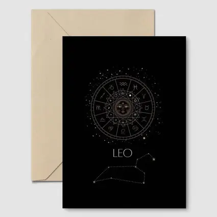 Leo Zodiac Wheel Constellation Black Background