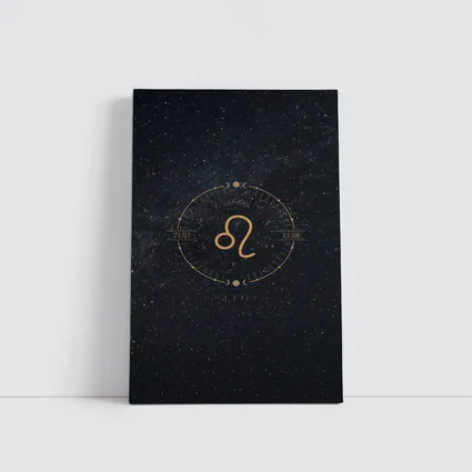 Leo Zodiac Sign Gold Dark Starry Background
