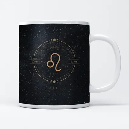Leo Zodiac Sign Gold Dark Starry Background
