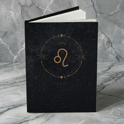 Leo Zodiac Sign Gold Dark Starry Background